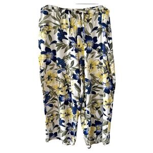 Island Traders‎ Womens Relaxed Tropical Print Capri Pants Sz L Beachy Cruise